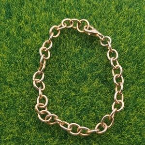 Elegant Gold Tone Chain Stamped 925 Vermeil Bracelet B3308
